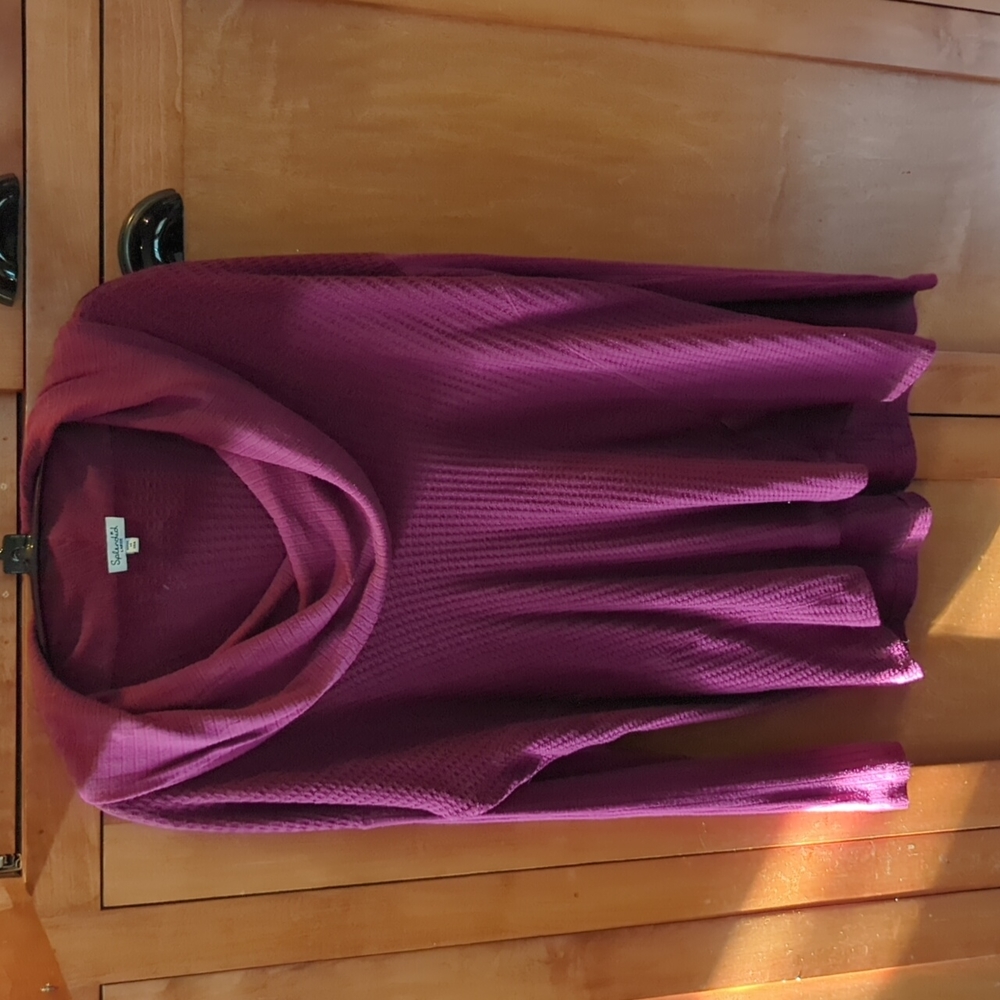 Splendid Anthropologie Cowl Burgundy Thermal Long Sleeve Top Large